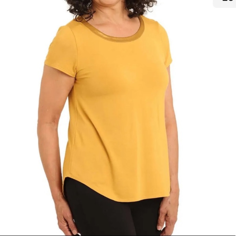 Joan Vass NY X-Sm Dressy or Casual Tee with Satin-Look Trim NWT
